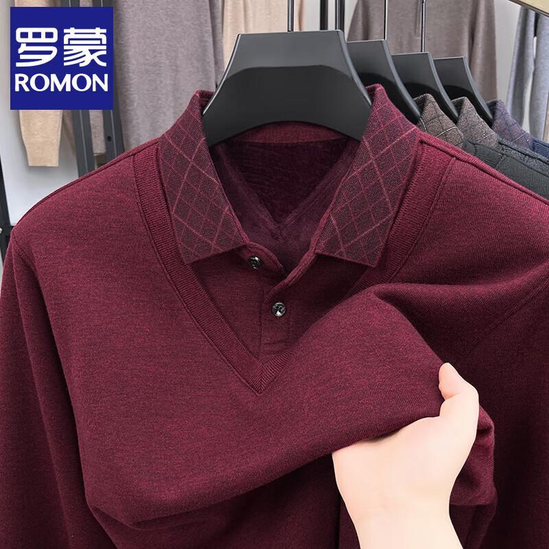 ROMON Men's Faux Two-Piece Wool Blend Pullover Sweater