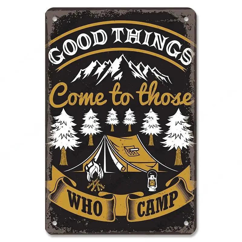 Camping  Adventure Plaques VintageMetal Tin Signs Plate Mountain Trip Campervan Tours Room Gym Sign Posters Wall Decor Travel