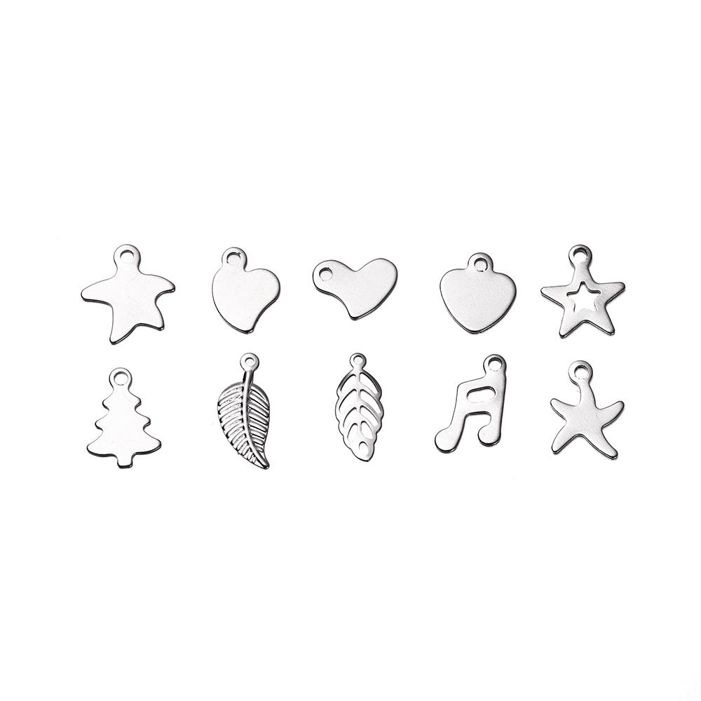 30Pcs Mirror Polished Stainless Steel Charms Geometry Cross Shape Blank Pendants for DIY Bracelet Jewelry Making Accessories
