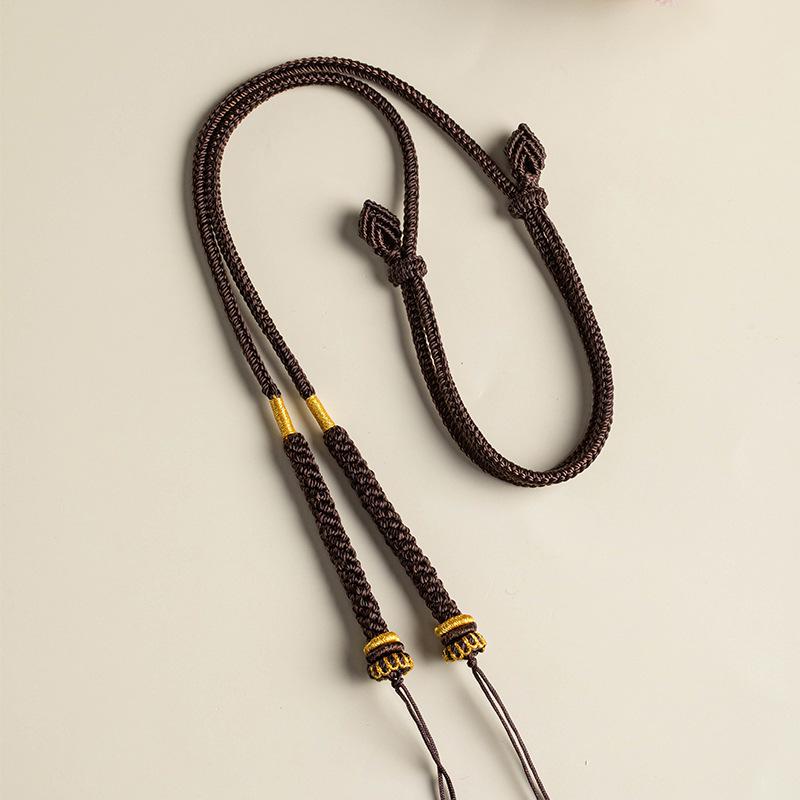 Hand-Woven Amber Turquoise Dzi Bead Sweater Chain for Men and Women