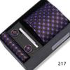 Men's Black & Wine Red Striped Plaid Tie Set with Pocket Square - Formal Wedding Gift Box