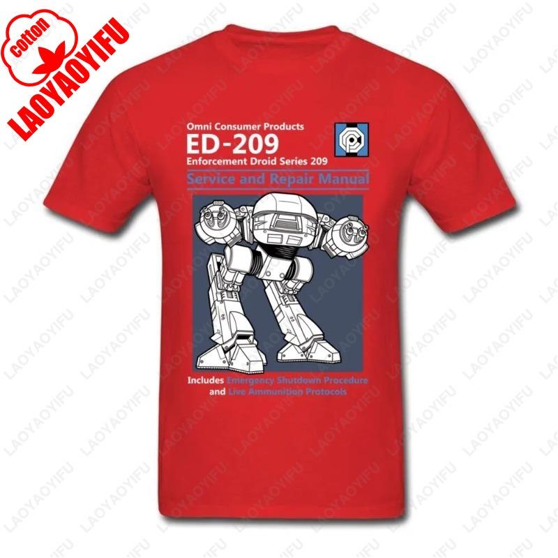 Mens TShirt Summer Fashion Casual Tops Printing Robot ED 209 Mens Tee Quality Full Cotton Clothing Funny Graphic Tshirts