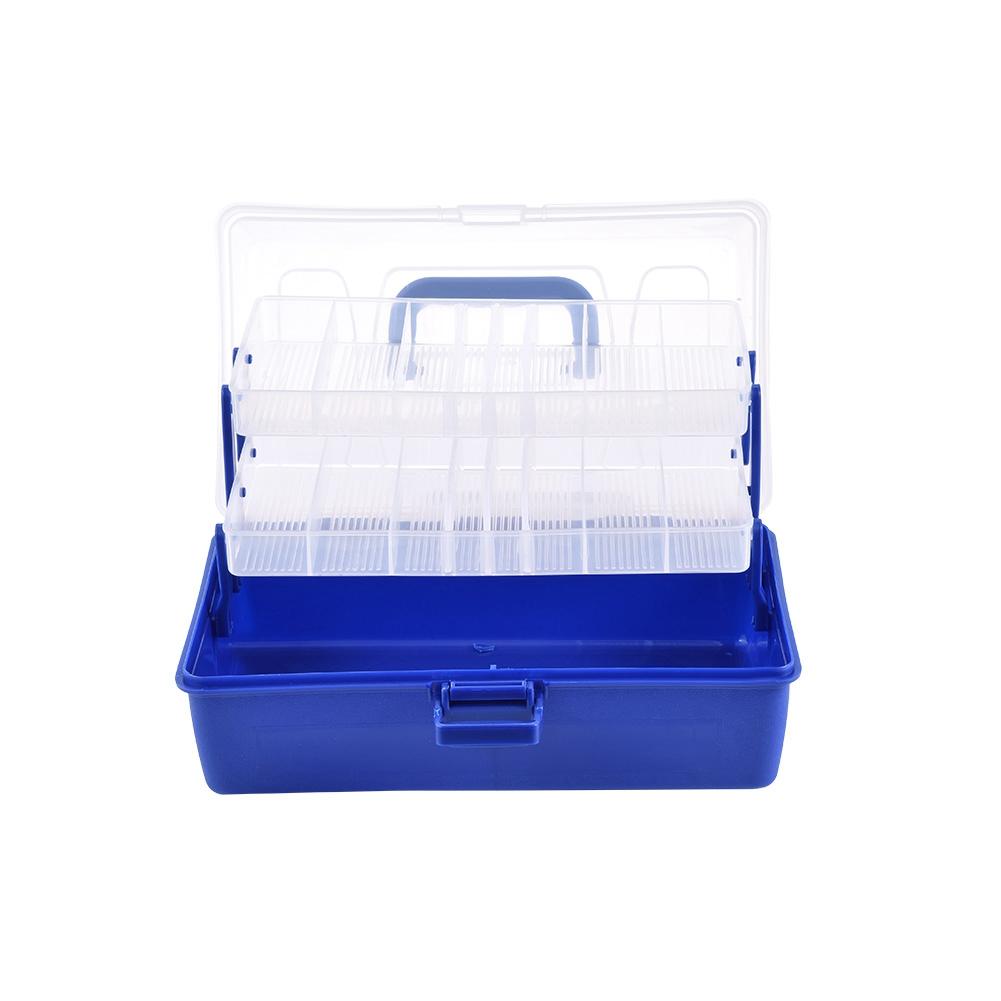3-layer fishing box made of ABS plastic, storage box with large capacity, removable compartments and sturdy handle, for bait, hooks and accessories