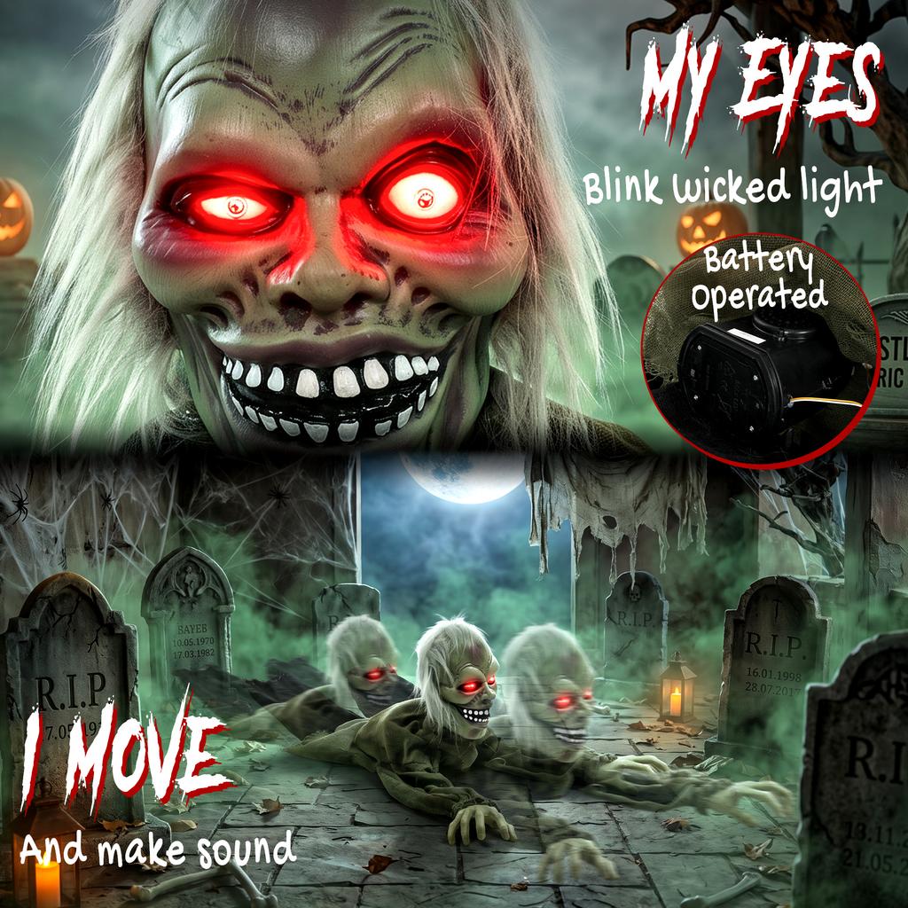 Halloween Decoration Halloween Animatronic Crawling Zombie With Light Up Eyes And Creepy Sound