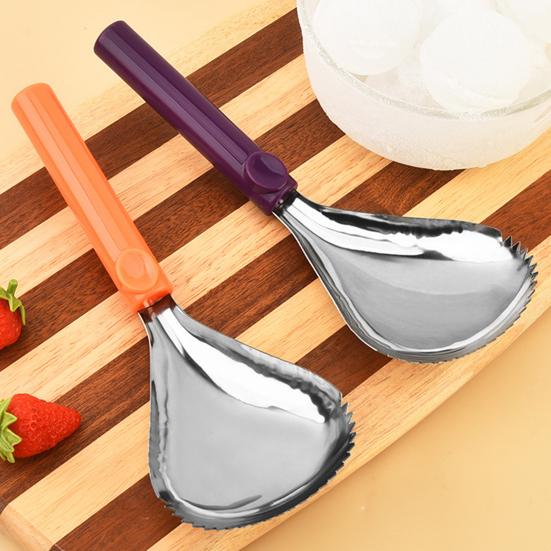 Lžíce na smoothie Nerezová lžíce na zmrzlinu Servírovací nástroj se zoubkovaným designem hlavy Snadný úchop Dezertní naběračka Kuchyňské náčiní