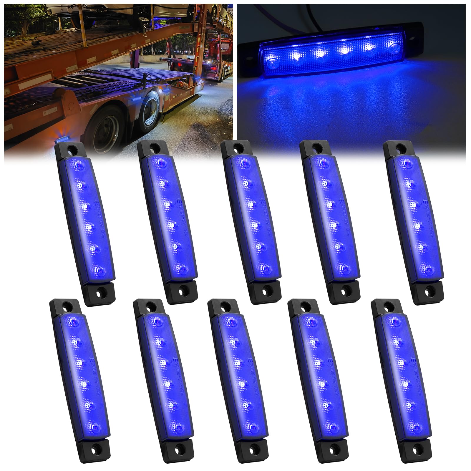 

12V-24V Side LED Trailer Mark Lamp 6 LED Side Marker 6LED синий