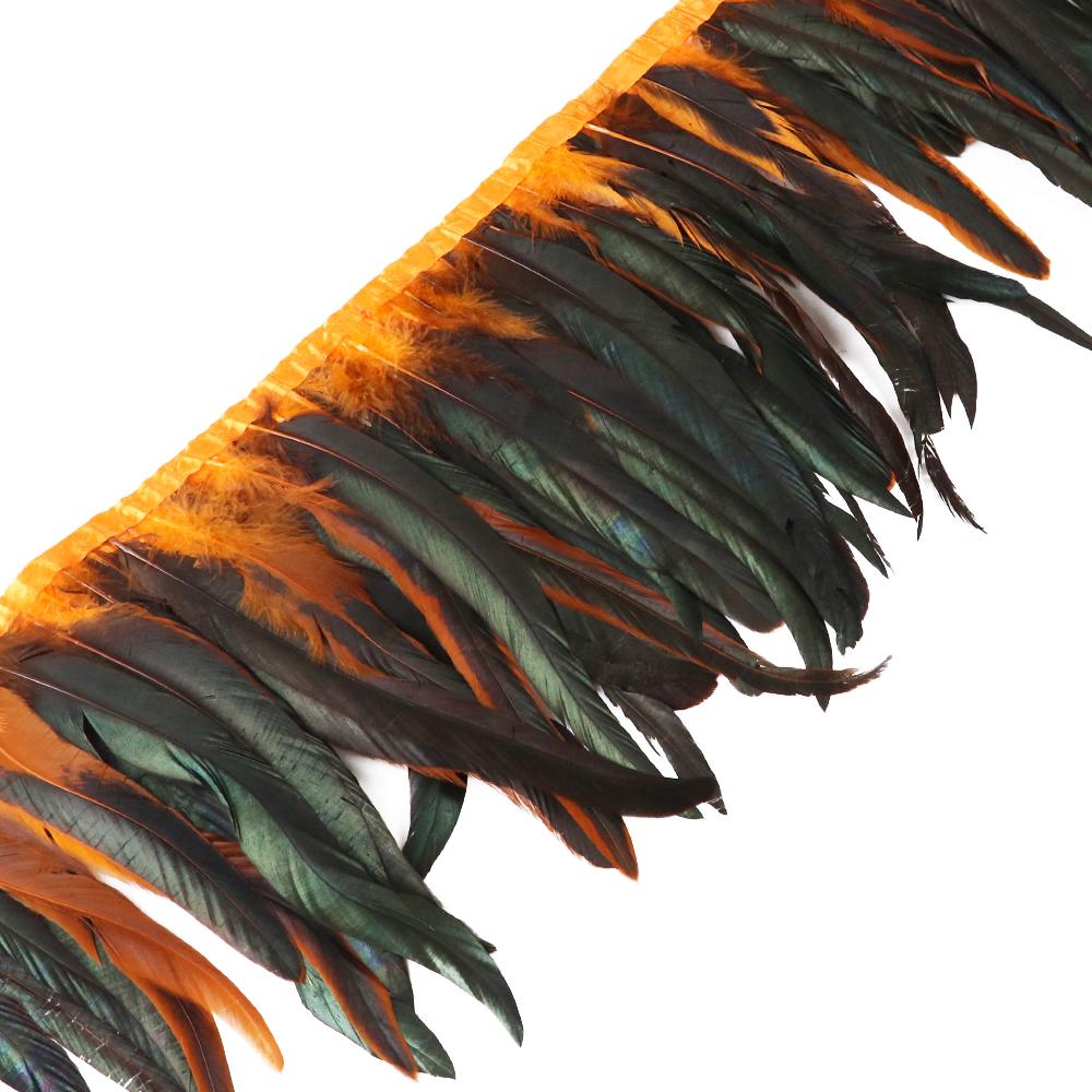 Red Rooster Tail Trims Natural Coque Feather Trimming Ribbon For Crafts Dress Skirt Carnival Costumes Plumes 10-12 Inch