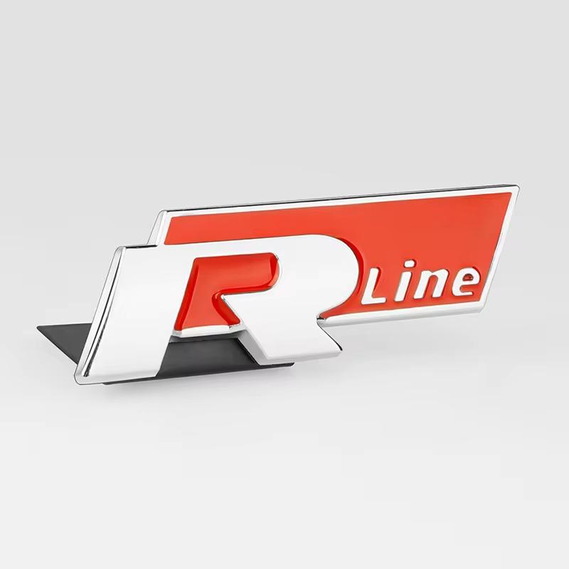 3D Metal R Line Logo, Car Front Grill Badge Rear Trunk Emblem Sticker for G-ol-f 4 5 6 7 P-ol-o P-assa-t T-igua-n T-oura-n C-C T-ouare-g