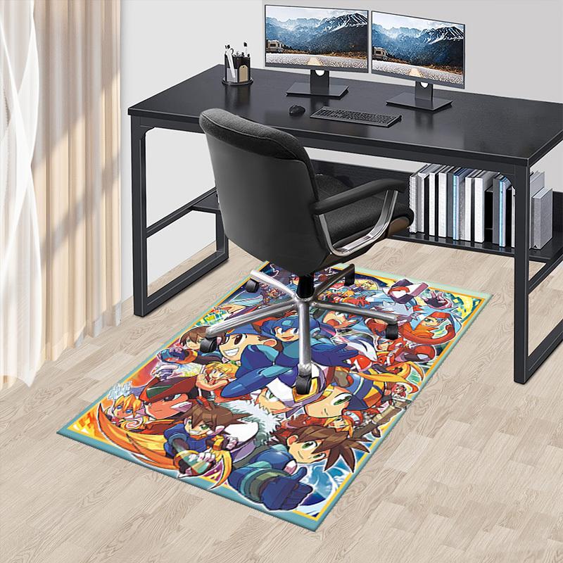 

1pc Mega Man Anime Cartoon Design Office Chair Mat Non-Slip Carpet for Home Decor, Living Room, Bedroom, Game Room - Perfect Gift for Fans!Y049 60cm by 90cm