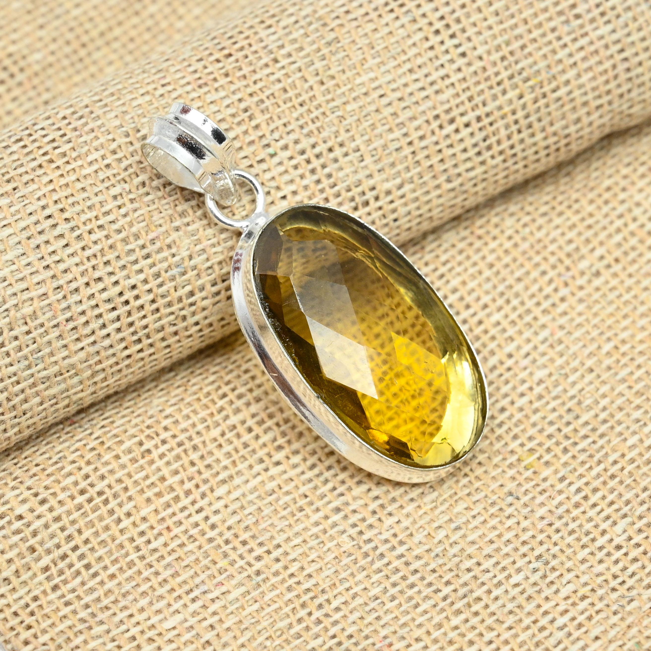 

Цитрин Топаз Драгоценный камень Стерлингового Серебра 925 Ювелирные Изделия Ручной Подвески Подарок Для Нее 1.96 Inches жёлтый