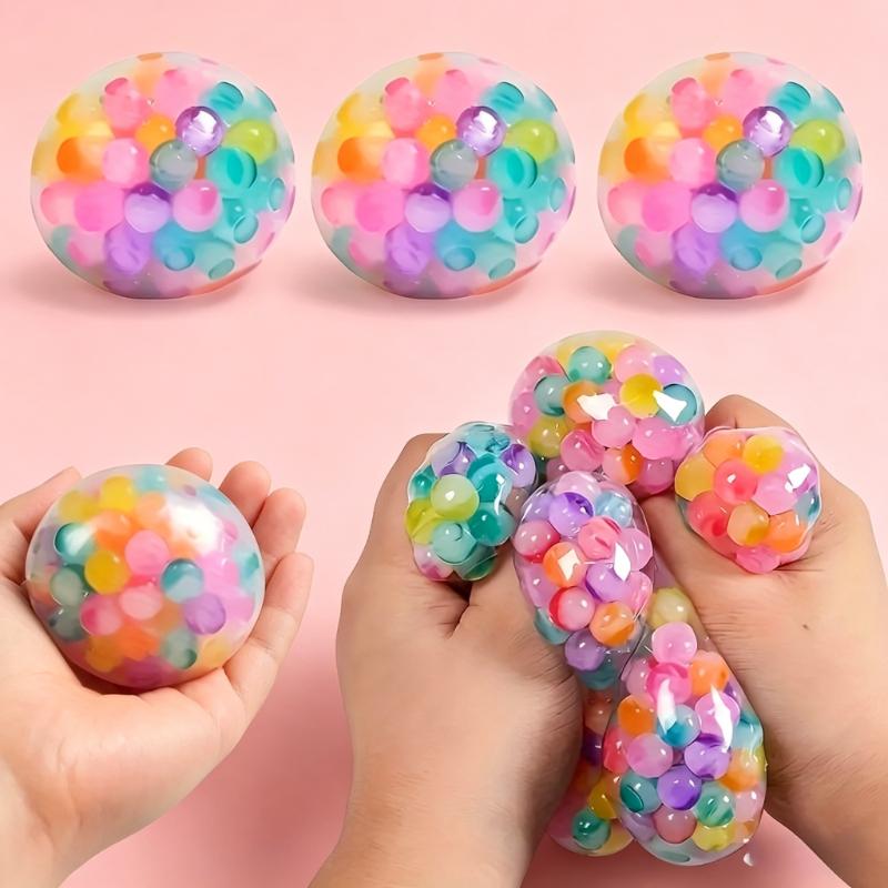 Toys Creative 6CM Squishy Rainbow Bead Pressure Ball Squeeze Toy Vent Ball Decompression Toy TPR Pinch Soft Grape Ball for Adult
