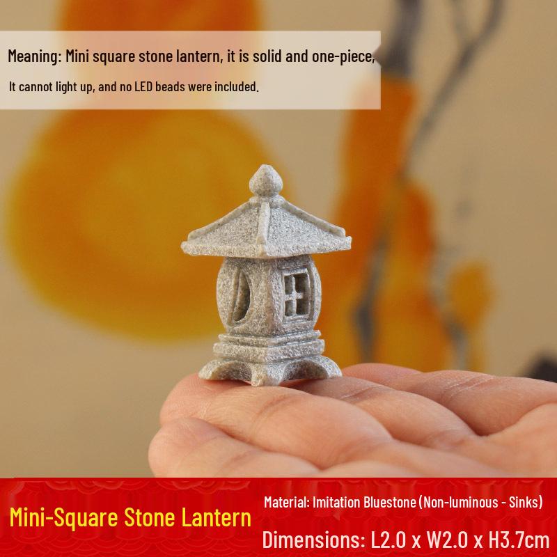 Miniature Stone Lantern Pavilion Model: Ancient Chinese Architecture Bonsai Ornament