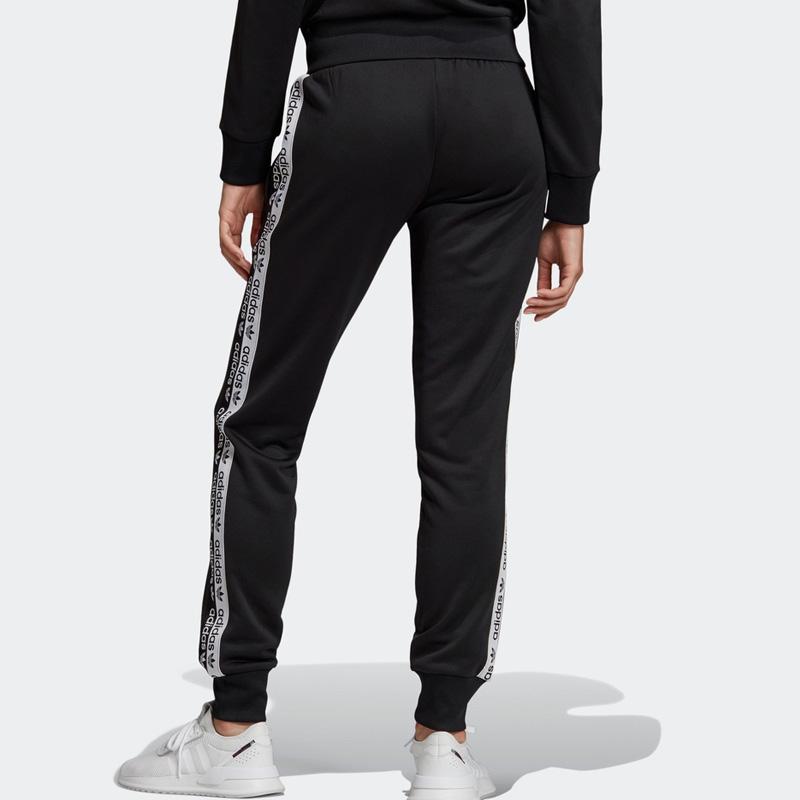 Adidas Originals Side Logo Print Casual Knit Retro Sport Splicing Knit Pants Women Pants Black FI7114