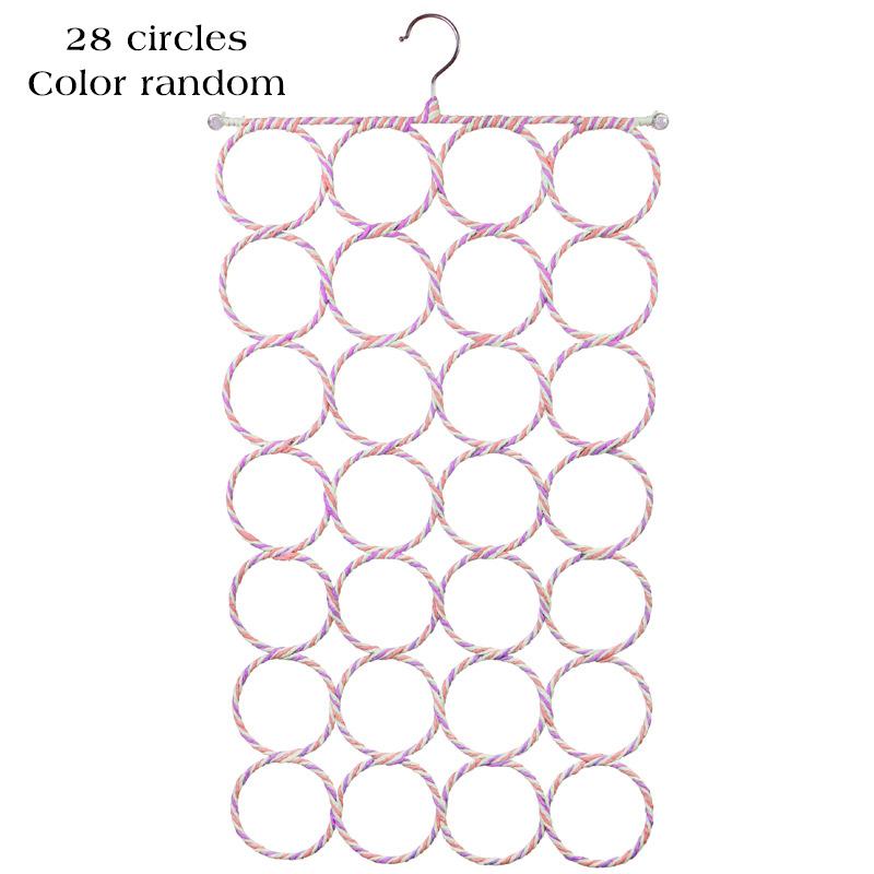 28/12 Holes Scarf Holder Foldable Tie Belt Hanger Hooks Shawl Scarves Rattan Weave Display Rack Wardrobe Space Organizer