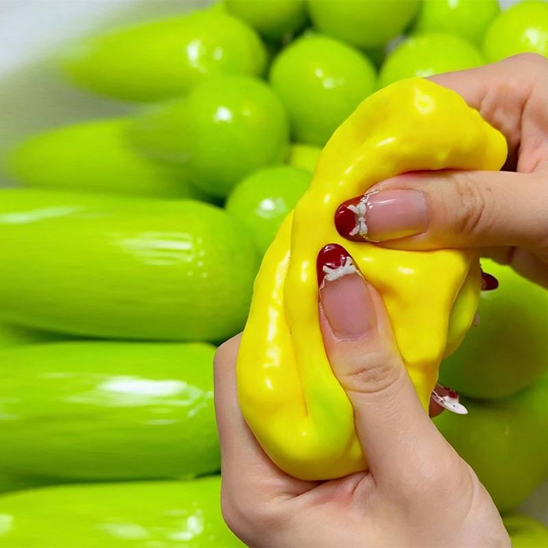 Balle Anti-Stress Citron Croquant Faite à la Main Jouet à Presser Mangue Changeant de Couleur Balle Fidget Squishy Jouet Anti-Stress Sensoriel ASMR Décoration Intérieure