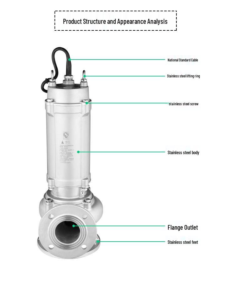 316L Stainless Steel Submersible Sewage Pump - High-Temperature & Chemical Resistant Electric Pump