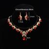Leaf-shaped Diamond Zircon Necklace Earring Wedding Jewelry Earrings Jewelry Set Ladies' Sparkling Flower Necklace
