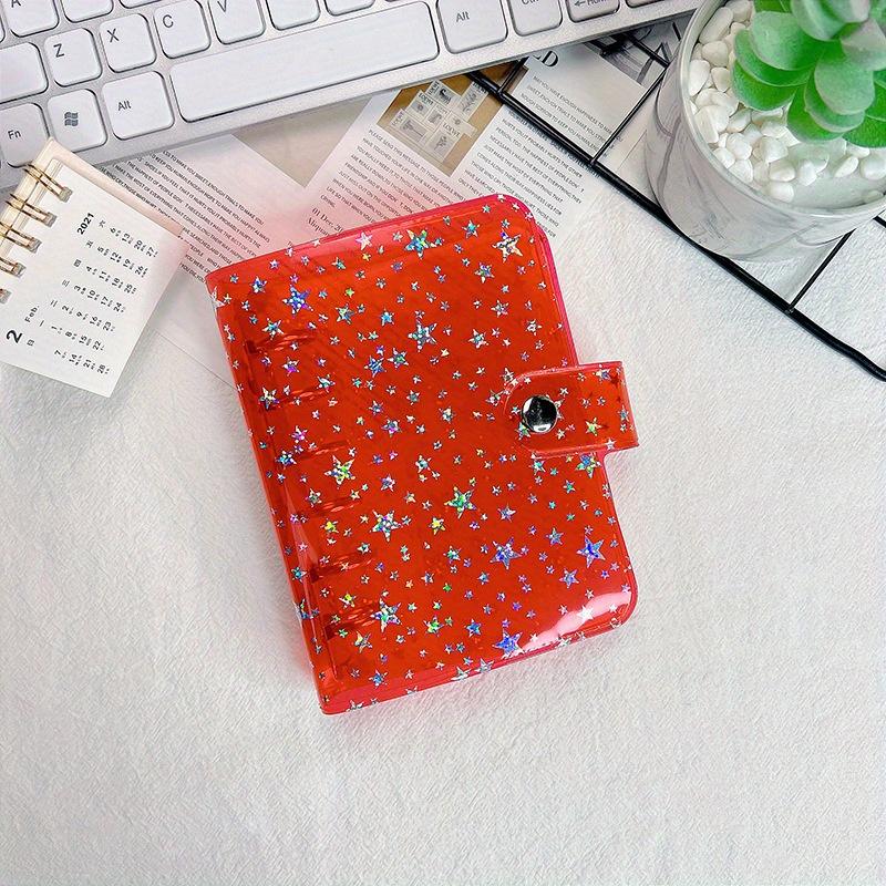 

Portable Loose-leaf Notebook Cover Transparent Book Clip Dazzling Stars Notebook Loose Leaf Binder червоний