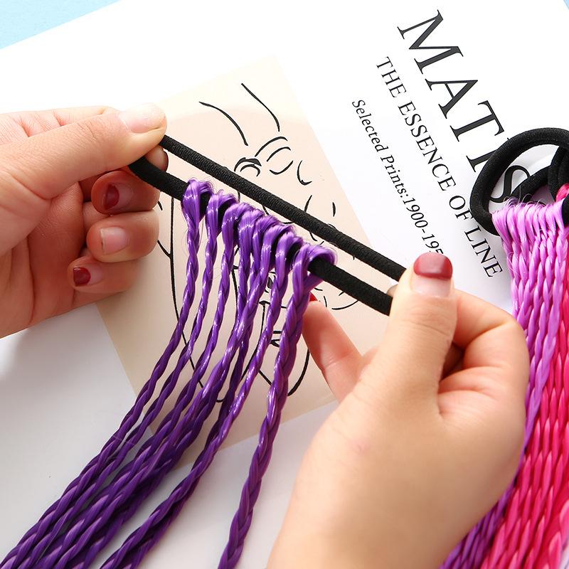 1PCS New Girls Colorful Wigs Ponytail Kids Hair Accessories Head Band Hair Ornament Headbands Rubber Bands Beauty Hair Bands