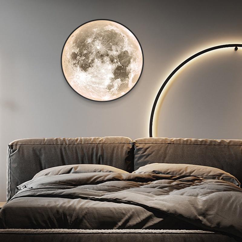 Modern LED Wall Lamp Moon Indoor Lighting For Bedroom Living Hall Room HOME Decoration Fixture Lights 18W, 24W decorate Lusters Lamp 220V