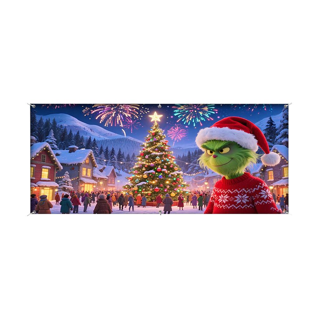 480CM*210CM/Christmas Garage Door Stickers Decorative Hanging Cloth Holiday Party Layout Door Stickers Tapestry Cloth Hanging Cloth Garage Decoration