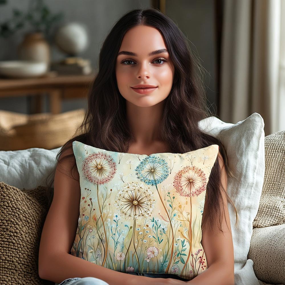 Poszewki na poduszki z nadrukiem kwiatowym dmuchawca: Dodaj odrobinę natury do swojego domu Pokrowiec na poduszkę na sofę dekoracja domu pokoju