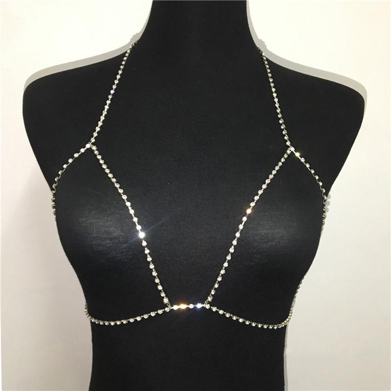 

1Pc Rhinestone Body Chain – Crystal Bra Bust Necklace for Women, Sexy Choker Harness, Party Club Fashion Jewelry тёмно-рыжий