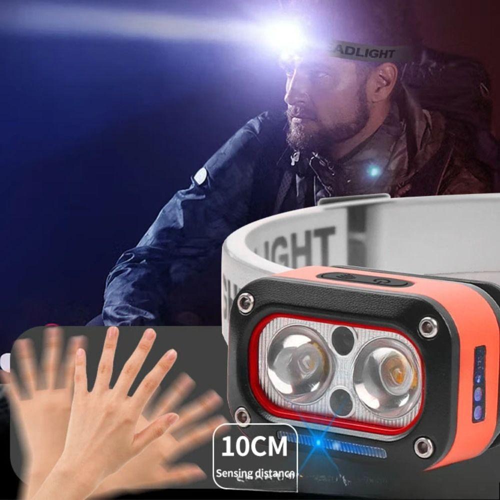 Strong Light Work Headlight Three-light Source Night Running Headlamp LED Headlamp  Hiking