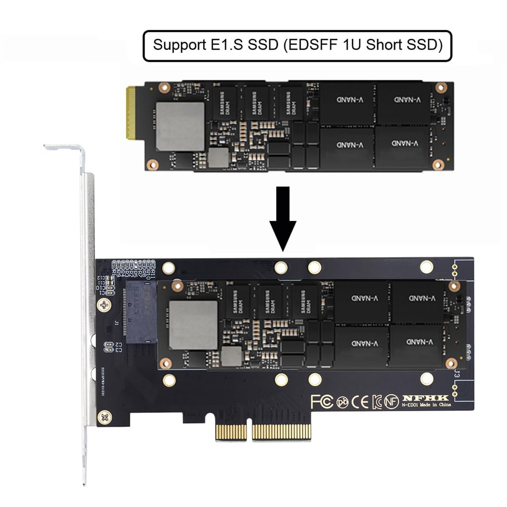 Xiwai 4X Host Converter EDSFF NVMe Ruler 1U Thickness Short SSD Carrier Adapter PCI-E4.0 GEN-Z E1.S 5.9mm 8.0mm