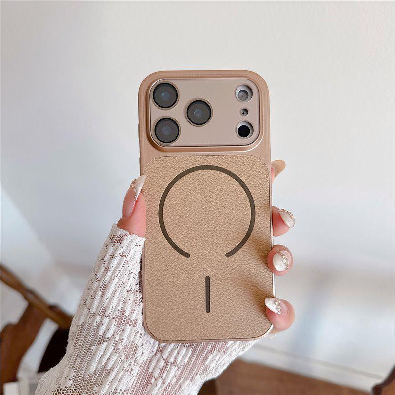 Magnetische Schutzhülle mit Litschi-Muster für iPhone 16 & 17 Pro Max