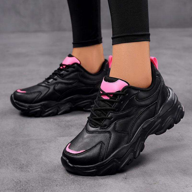 New thick-soled inner height increase autumn dad shoes sports mesh breathable