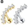 1PC G23 Titanium Ear Labret Piercings Flat Back Earrings Crystal Cluster Helix Tragus Pirsing Cartilage Lobe Piercing Jewelry