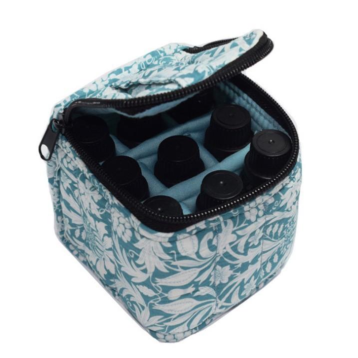 

9 Compartments Essential Oil Bag Cotton Cosmetic Organizer for Travel Lipstick Nail Polish Storage Portable Makeup Pouch 10x10x10cm&9 синий