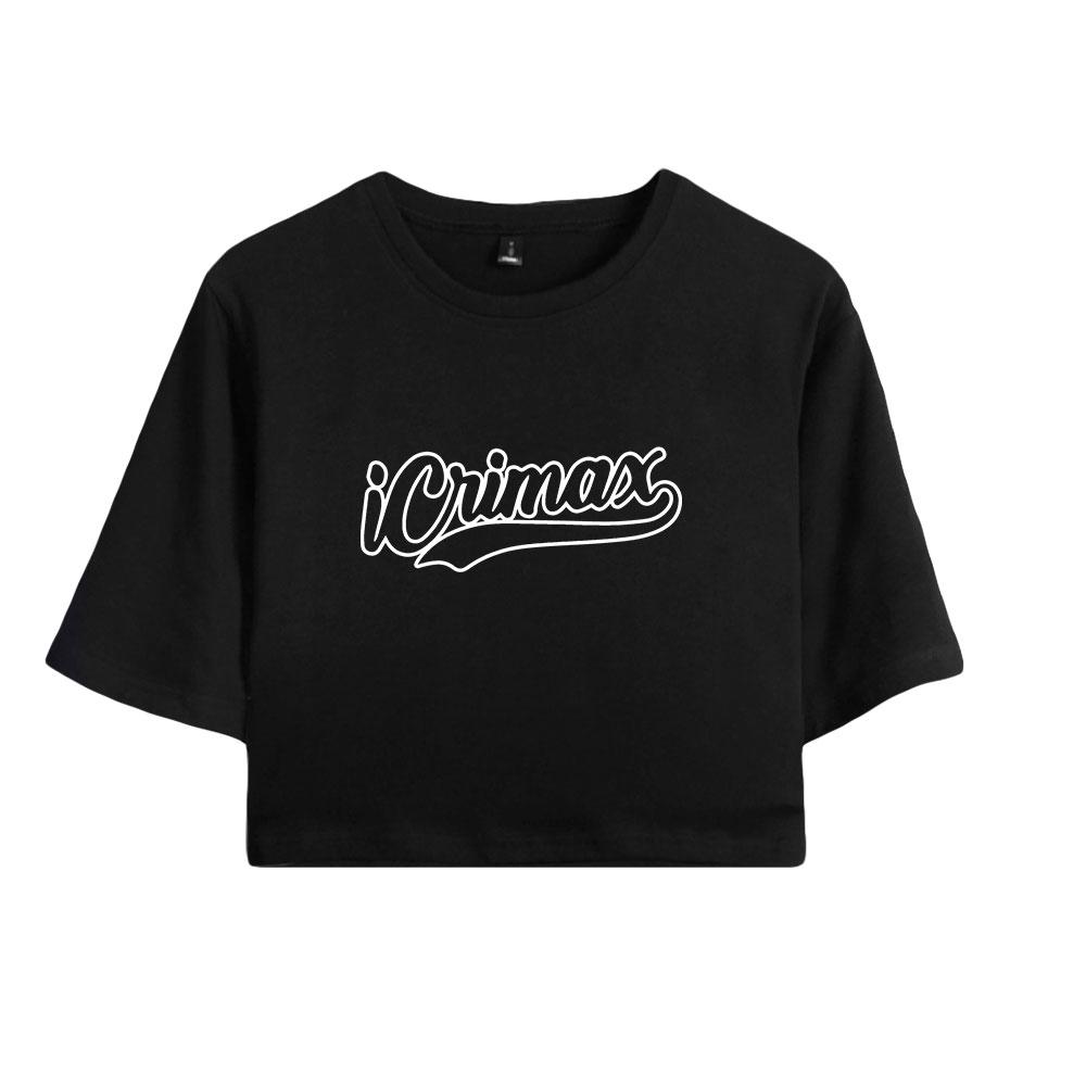 Summer Fashion Women's Sexy Icrimax Letter Print Short Sleeve Crop Top Funny Tee Shirts Hipster O-neck Cool Tops