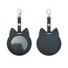 PU Leather Card Holder Cat Ear Design Cute Round Badge Reel For Work Office Travel Luggage Keychain Pendant