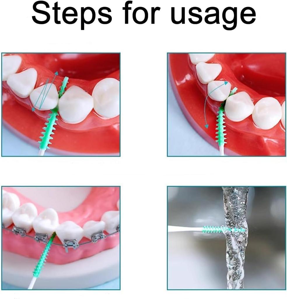 50~100Pcs Silicone Interdental Brush Disposable Dental Floss Picks Cleaning Between Teeth Soft Hilo Dental Brace Brush Toothpick