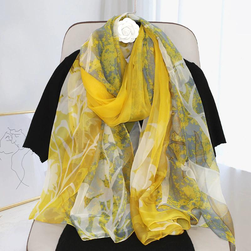New  Silk Scarf Female Fashion Beach Pashmina Bufanda Folral Women Shawl Wraps Bandana Ladies Scarves Large Foulard Echarpe