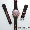 Hemsut Watch Band, Genuine Leather and Nylon Watch Band (22mm Brown + Black), Quick Release Watch Strap, Stainless Steel Silver Watch Buckle. Availabl