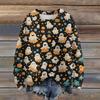 Ladies' Fashionable Casual Long Sleeved Halloween Printed Round Neck Knitted Yarn