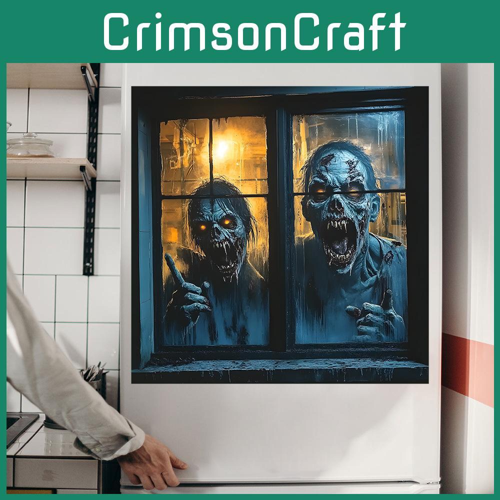 Zombie Horror Halloween Fake Window Pattern Wall Pasting Decorative Sticker