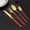 24 ks Moderní jídelní sada Nerezová sada nádobí Modrá Zlatá Nůž Vidlička Lžíce Čajová lžička Kuchyňská sada příborů