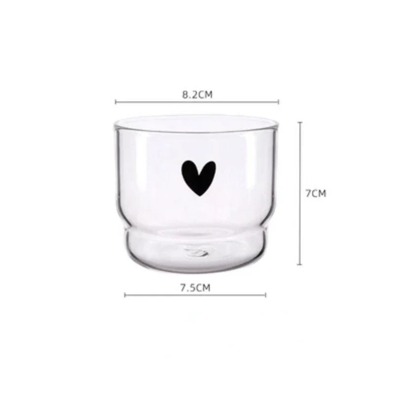 

Creative Cartoon Stacked Cups Living Room Transparent Borosilicate Glass Love Cup Cute Printed Glass Cup Drinking Glasses 300ml
