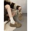 Retro velvet two wear inner heightening thick sole all-inclusive Birkenstocks, women's autumn and winter outer wear thermal cotton shoes