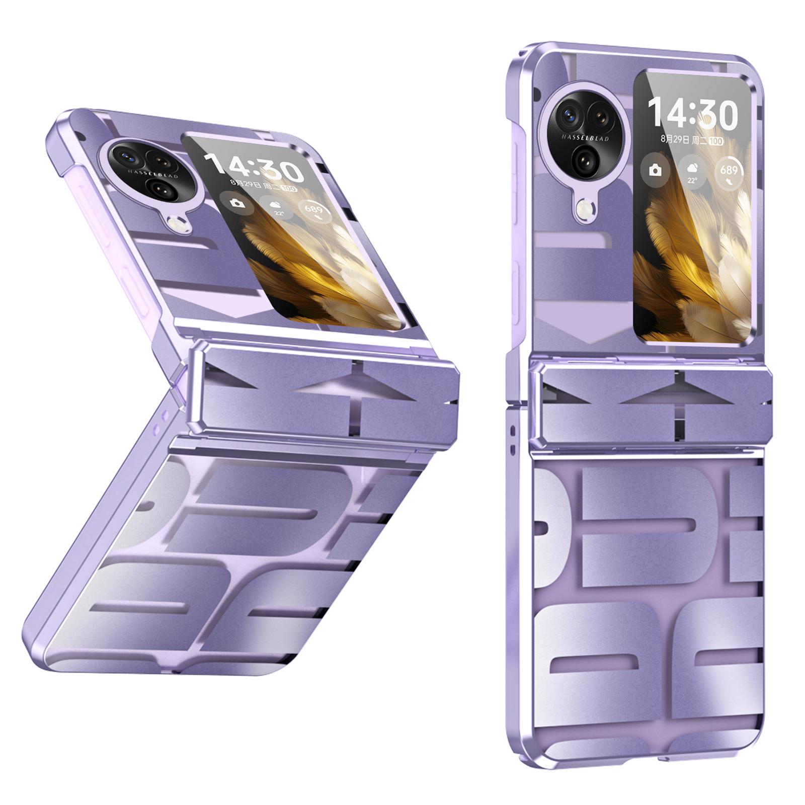 

For Oppo Find N3 Flip 5G Electroplating Folding Phone Case Hard PC Phone Cover with Hinge Protection Purple
