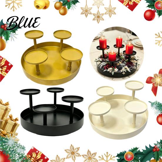 Indoor Ambient Lighting Elegant Fireplace Holder Circular Pillar Candle Stand Metal 4-Pillar Tiered Mantle Decor