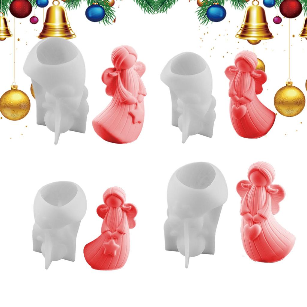 4 Pieces 3D Angel Silicone Mold 3D Angel Epoxy Casting Handcraft Moulds For Christmas Wedding Party Home Decoration