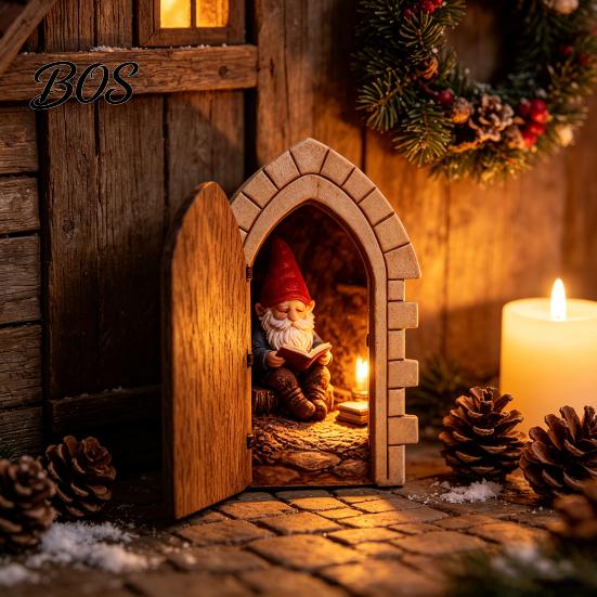 Unique Gifts for Home Decor Fairy Gnome Door Tabletop Ornament, Mini Wooden Elf Figurine, Whimsical Smooth Craft Ornaments Tale Garden Decor, Magical