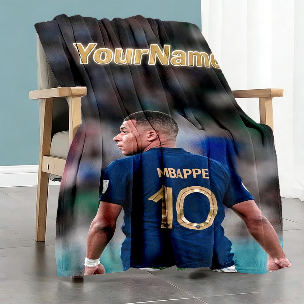 Mbappe 261 Personalisierte Namensdecke Überwurf Personalisierte Decke Langlebiger Komfort Vielseitig für Bettwäsche Strandnickerchen Bett Vier Jahreszeiten Mehrzweck