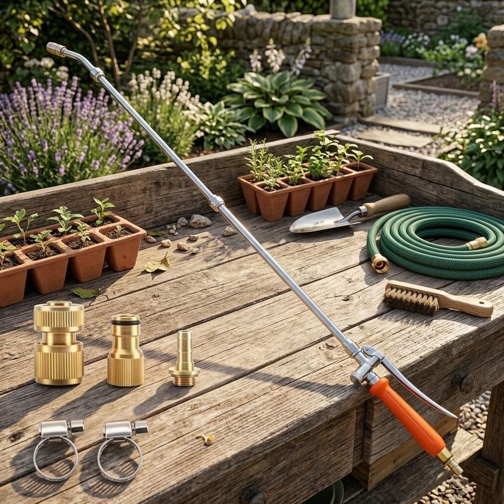 44-Inch Sprayer Wand With Brass Connectors Stainless Steel Adjustable Sprayer Rod For Garden Watering Plants Cleaning Car China Mainland