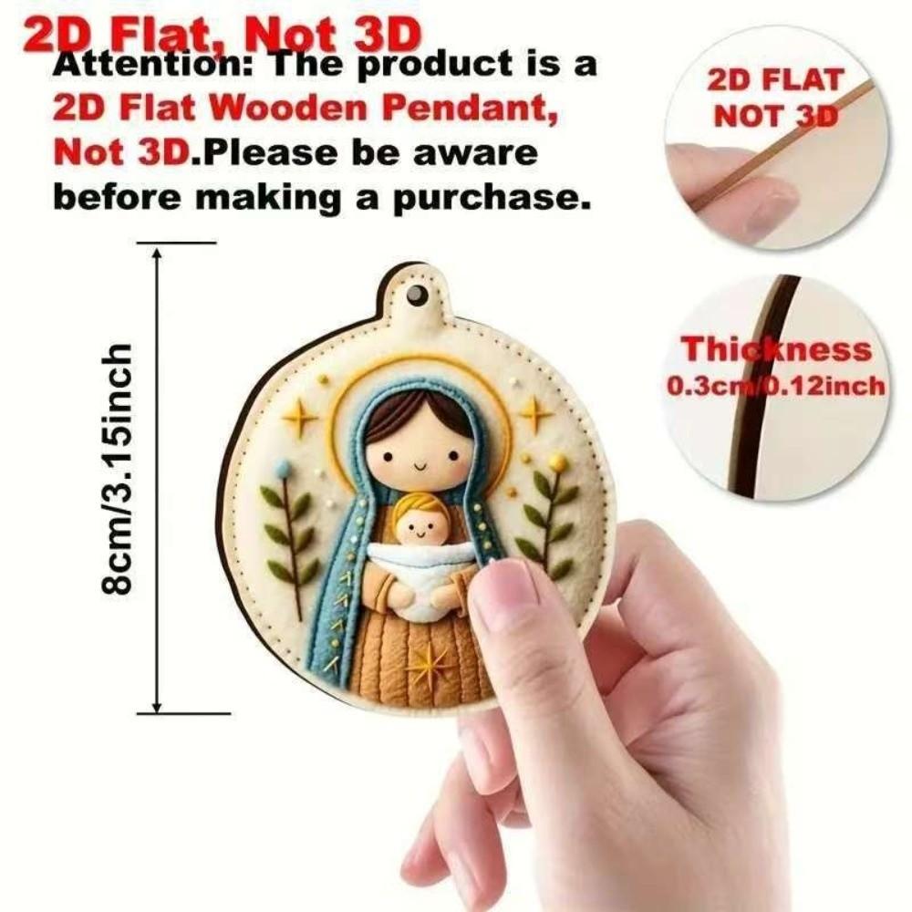 12Pcs Jesus, Our Lady, Angels, Sheep Xmas Tree Pendant Handcrafted DIY Christmas Decorations Holiday Gift Decor 2D Flat